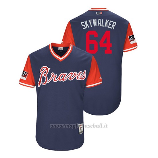 Maglia Baseball Uomo Atlanta Braves Luke Jackson 2018 Llws Players Weekend Skywalker Blu